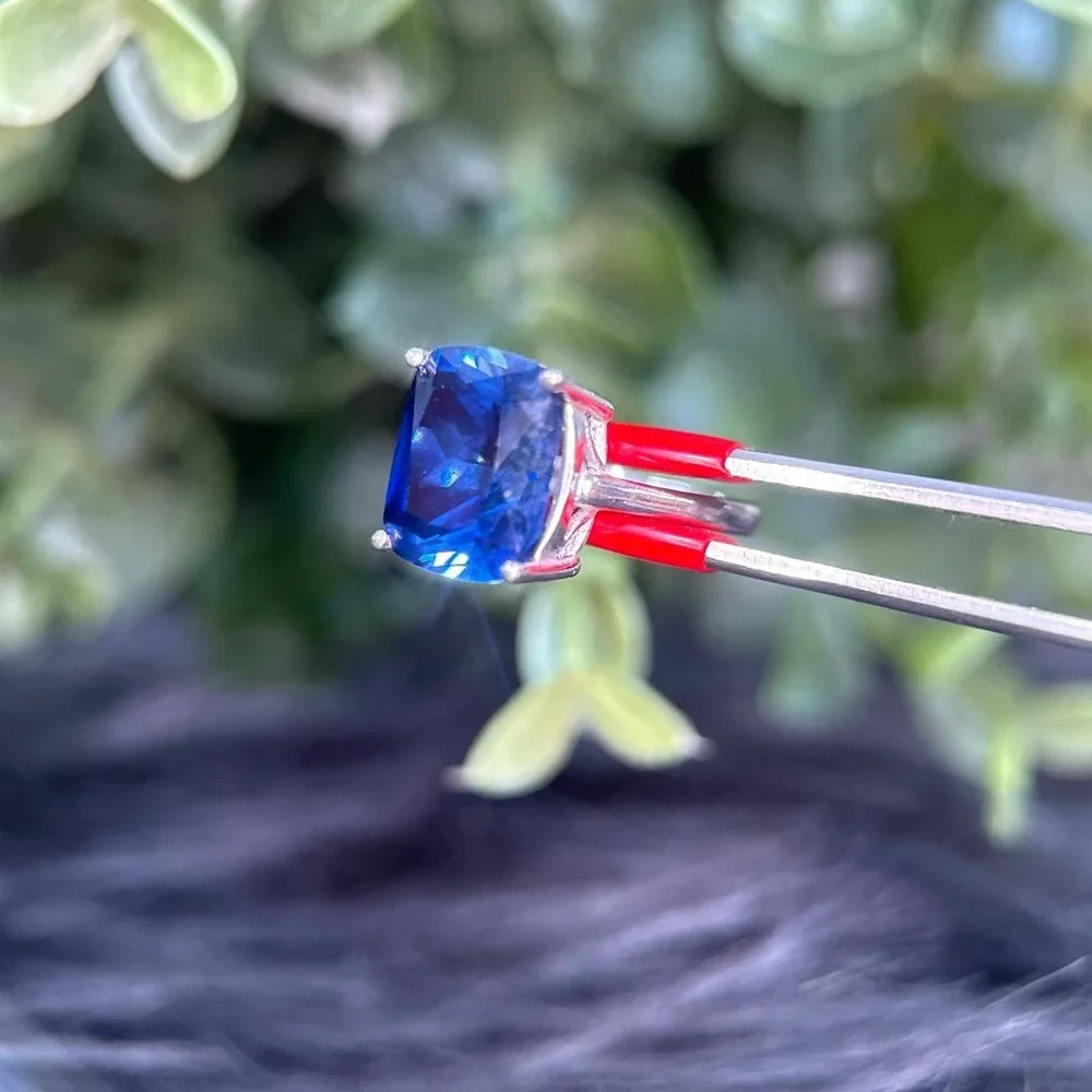 ️925 Sterling Silver Navy Blue Color Stone‎ Ring
